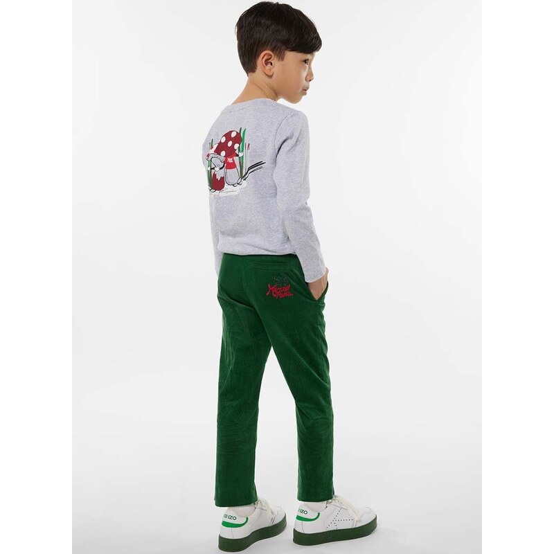 Dječja pamučna majica dugih rukava Kenzo Kids boja: siva, s tiskom