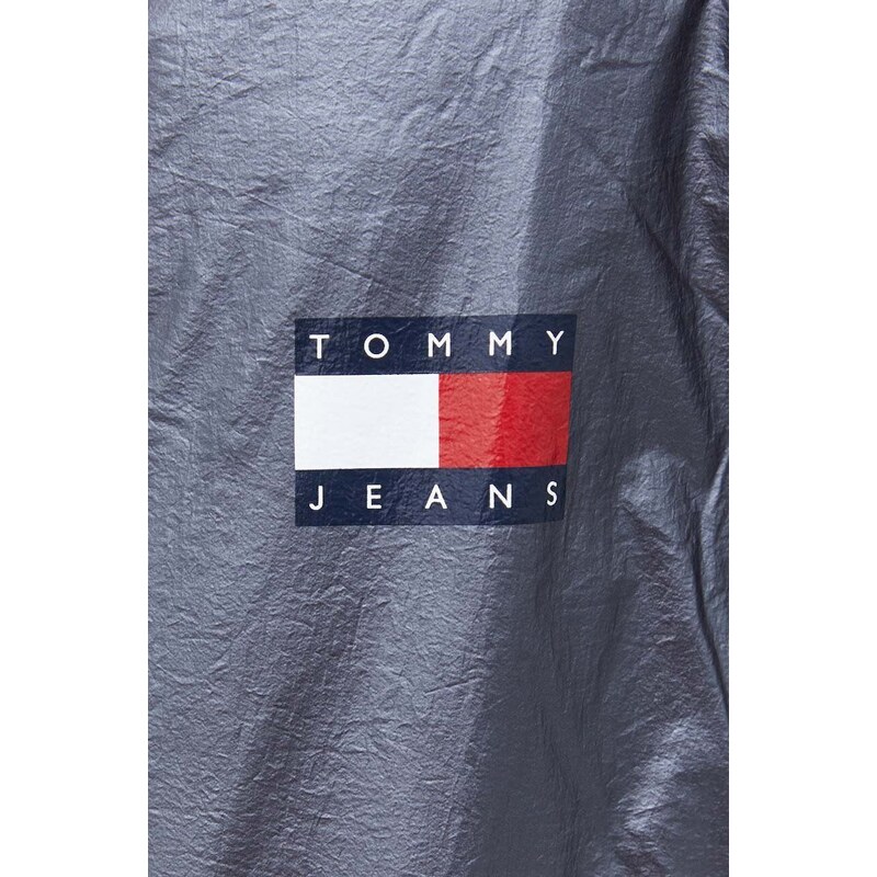 Jakna Tommy Jeans za muškarce, boja: siva, za zimu, oversize