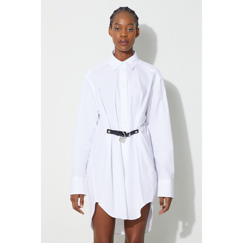 Pamučna haljina JW Anderson boja: bijela, mini, oversize, DR0369.PG1090