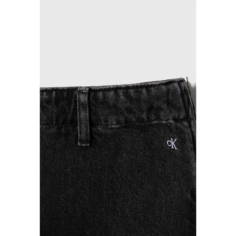 Dječja traper suknja Calvin Klein Jeans boja: crna, mini, ravna
