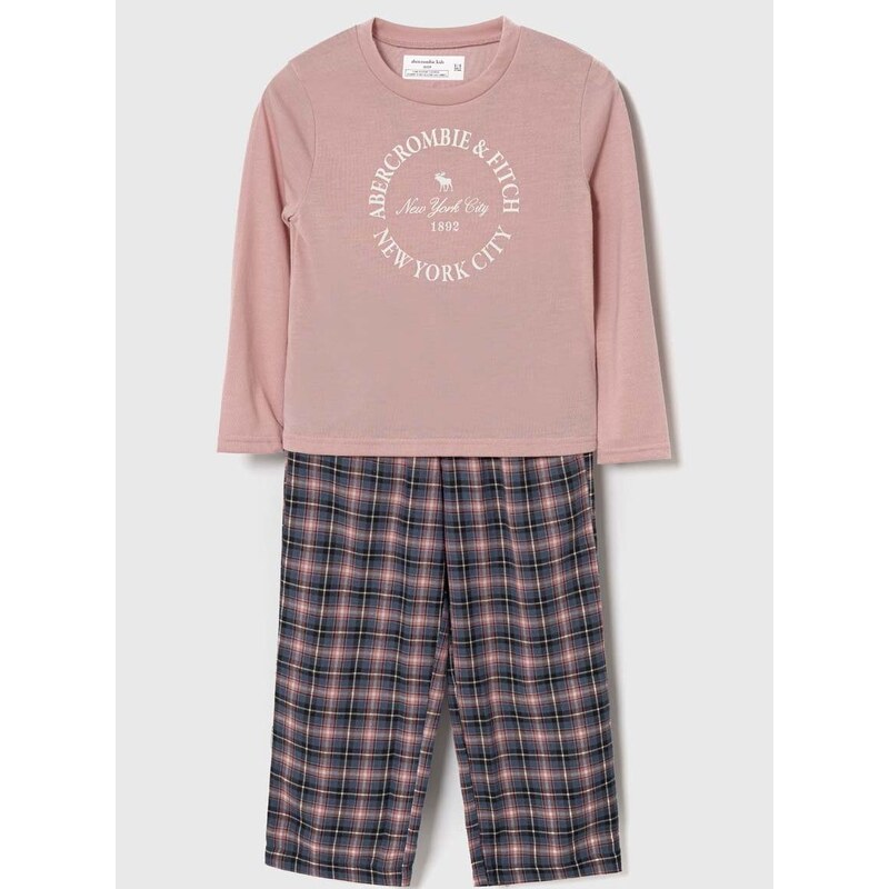 Dječja pidžama Abercrombie & Fitch boja: ružičasta, s uzorkom