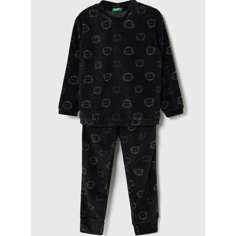 Dječja pidžama United Colors of Benetton boja: crna, s uzorkom