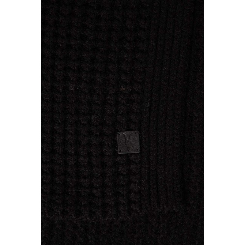 Kratki šal s primjesom vune AllSaints boja: crna, bez uzorka