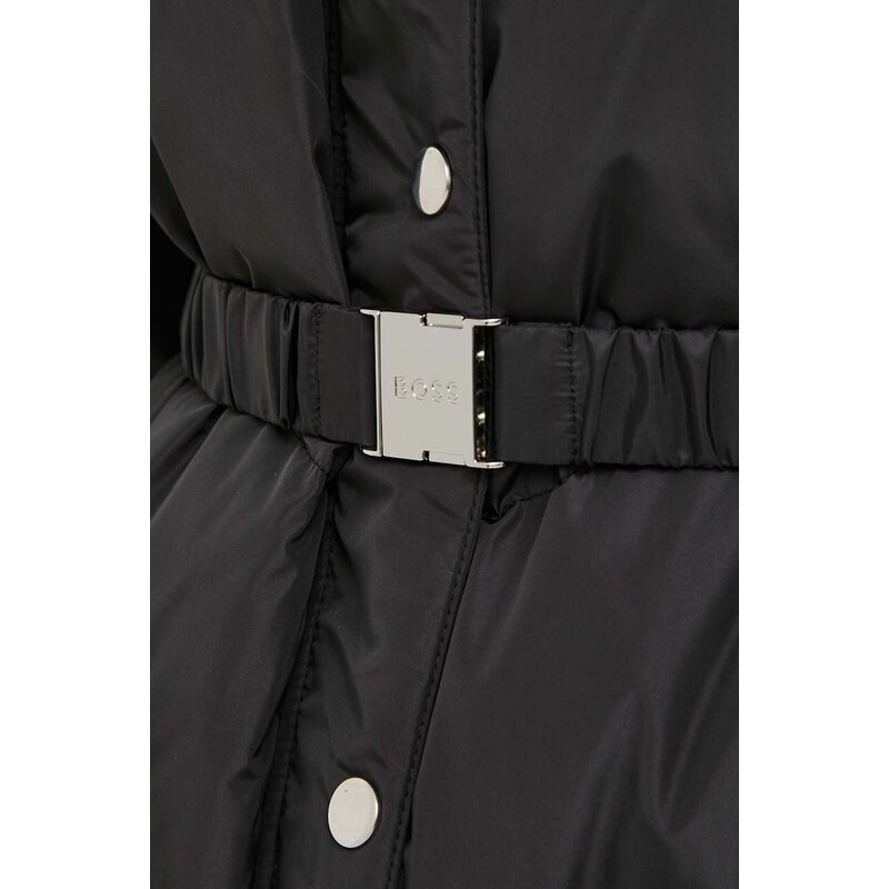 Pernata jakna BOSS za žene, boja: crna, za zimu, oversize