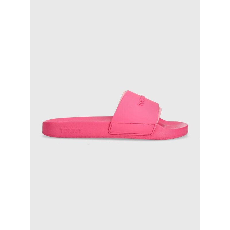 Natikače Tommy Jeans TJW POOL SLIDE SEASONAL za žene, boja: ružičasta, EN0EN02432
