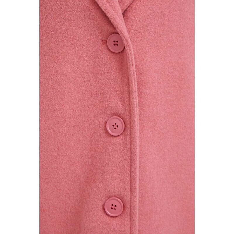 Vuneni kaput United Colors of Benetton boja: ružičasta, za prijelazno razdoblje