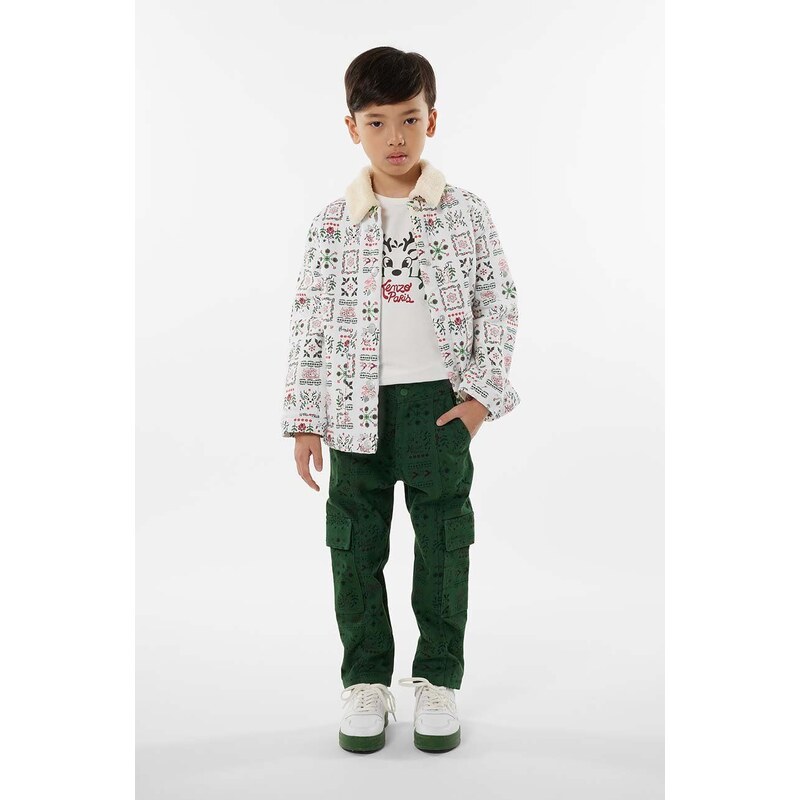 Dječja pamučna majica kratkih rukava Kenzo Kids boja: bež, s tiskom