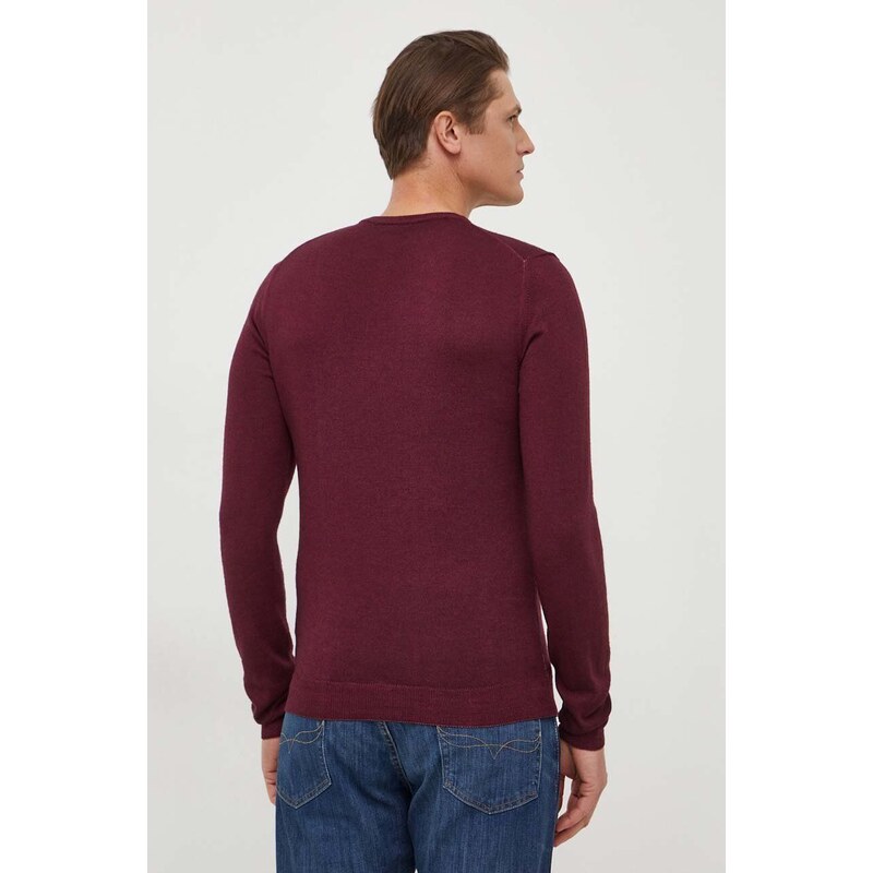 Vuneni pulover Colmar za muškarce, boja: bordo, lagani