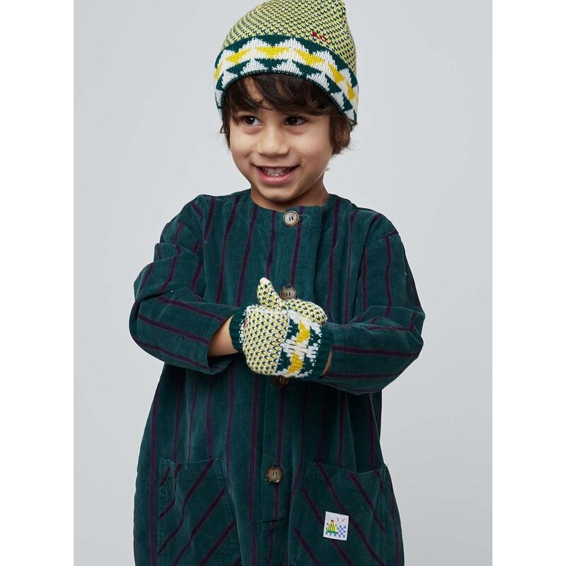 Dječja kapa i rukavice Bobo Choses boja: zelena