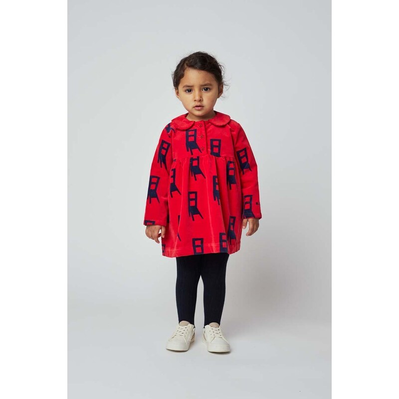 Haljina za bebe Bobo Choses boja: crvena, mini, širi se prema dolje