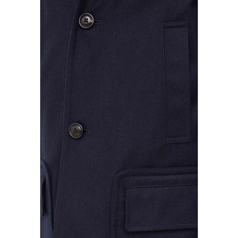 Vuneni kaput Polo Ralph Lauren boja: tamno plava, za prijelazno razdoblje