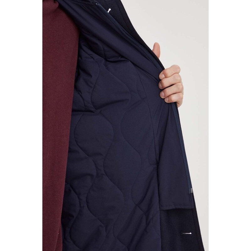 Vuneni kaput Polo Ralph Lauren boja: tamno plava, za prijelazno razdoblje