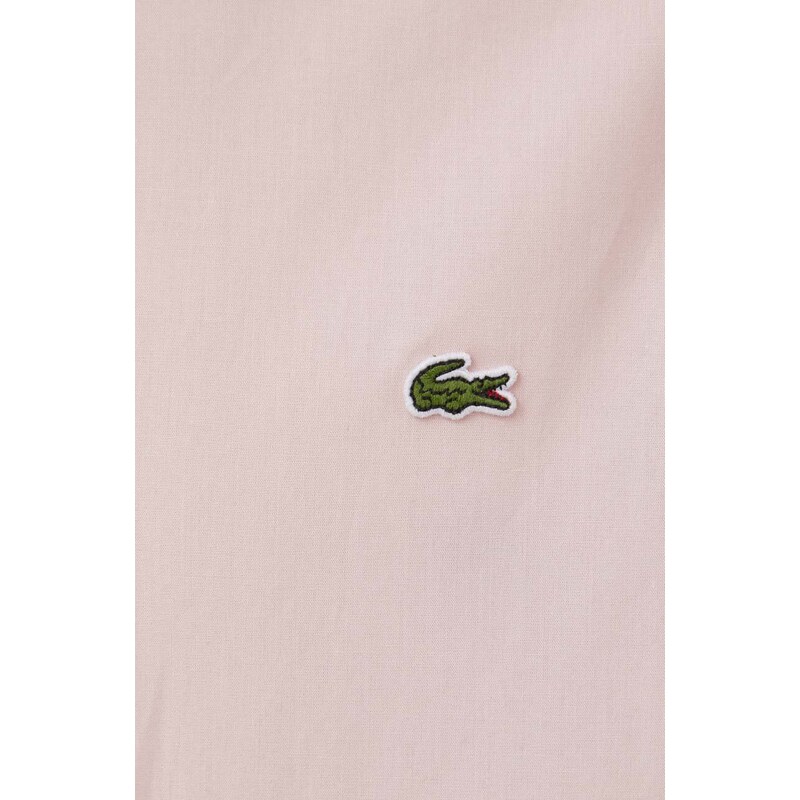 Pamučna košulja Lacoste za muškarce, boja: ružičasta, slim, s klasičnim ovratnikom