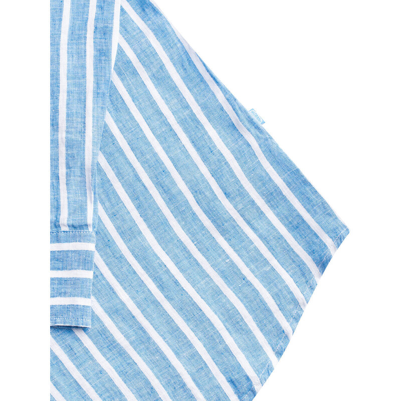 Panareha Men's Stripes Linen Popover Shirt SICILIA blue