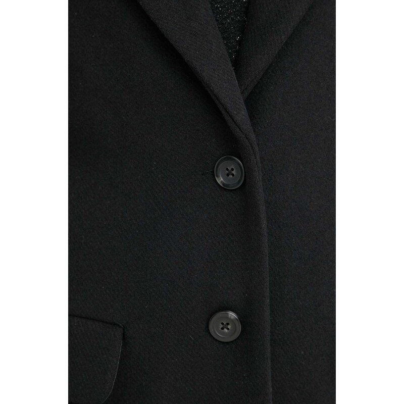Jakna s dodatkom vune Abercrombie & Fitch boja: crna, za prijelazno razdoblje