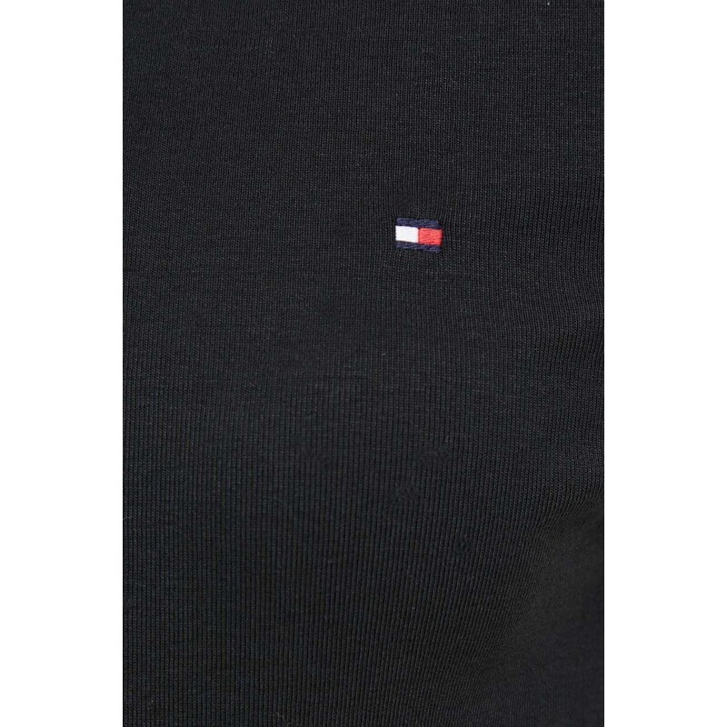 Pamučna majica dugih rukava Tommy Hilfiger boja: crna