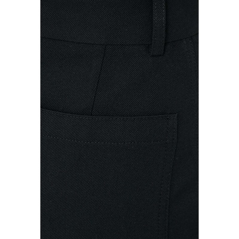 Hlače s primjesom vune Victoria Beckham boja: crna, široke, visoki struk