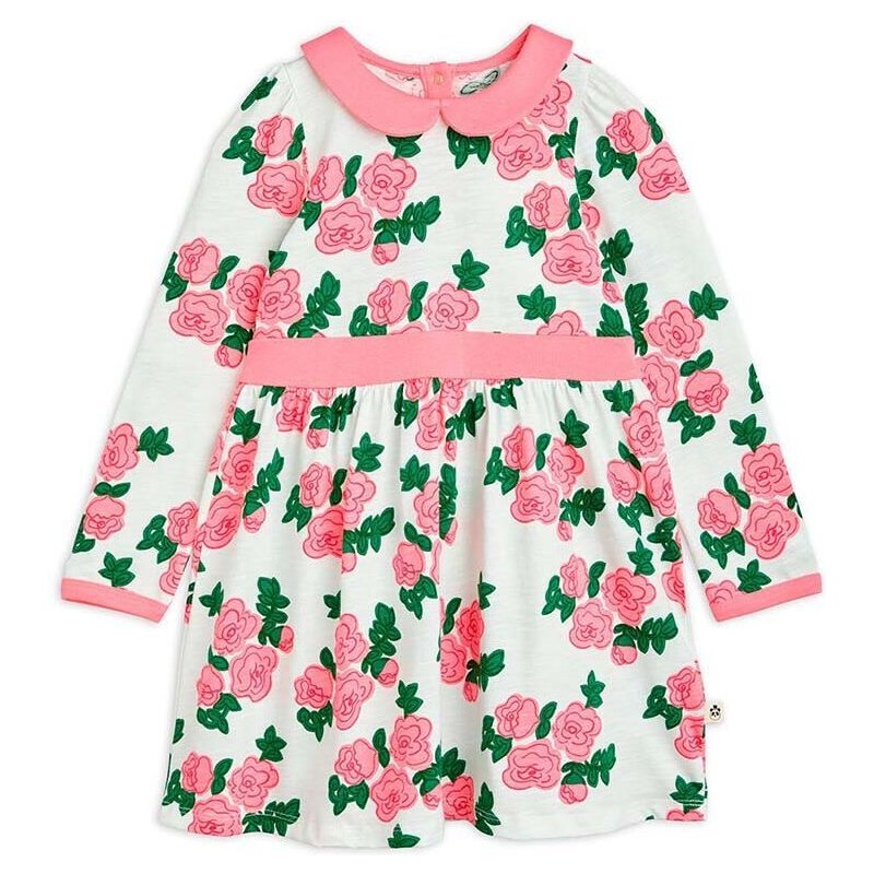 Dječja pamučna haljina Mini Rodini boja: ružičasta, mini, širi se prema dolje