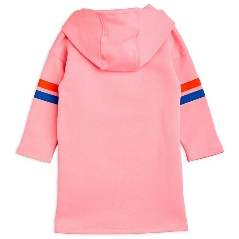Dječja pamučna haljina Mini Rodini boja: ružičasta, mini, ravna
