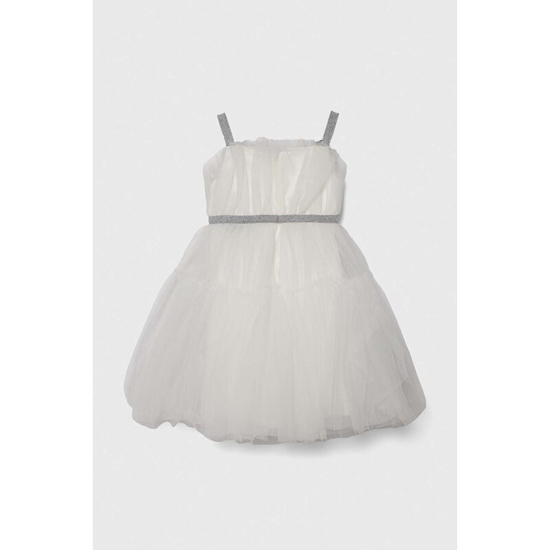 Dječja haljina Guess boja: bijela, midi, širi se prema dolje