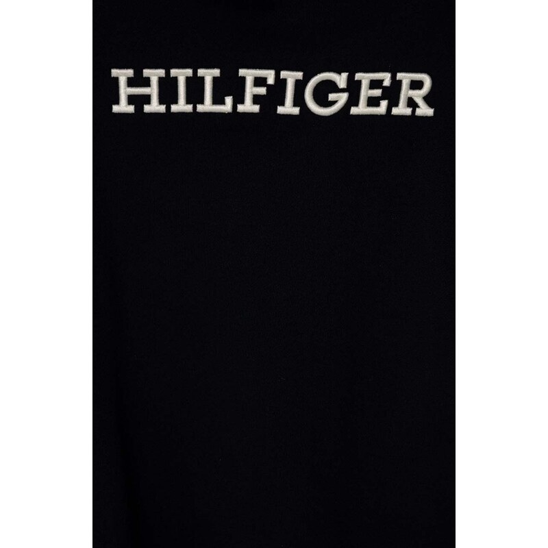 Dječja pamučna dukserica Tommy Hilfiger boja: tamno plava, s kapuljačom, s aplikacijom