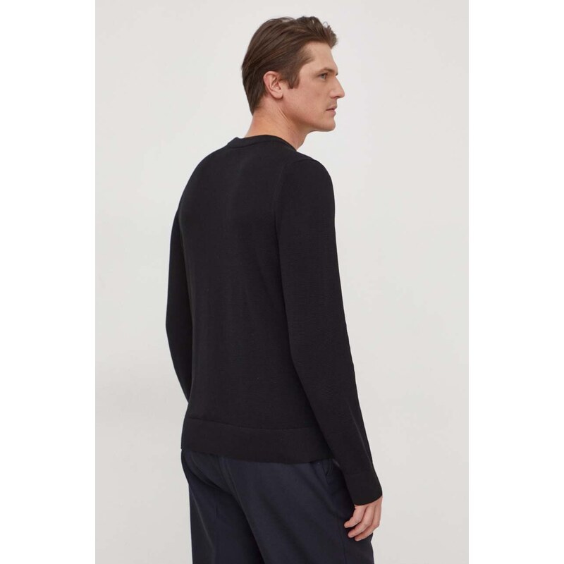 Pamučni pulover BOSS boja: crna, lagani