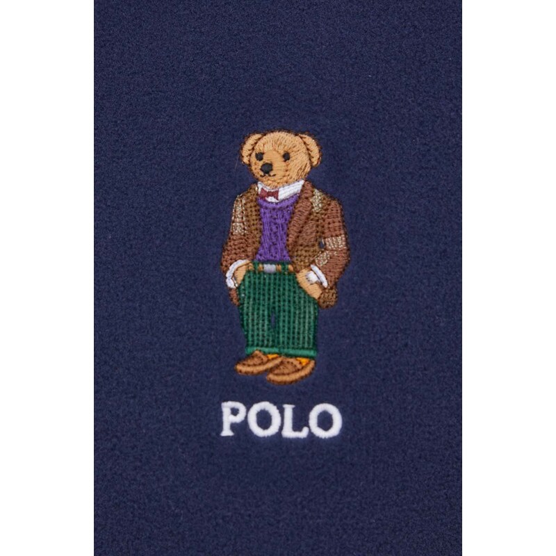 Dukserica od flisa Polo Ralph Lauren boja: tamno plava, s aplikacijom