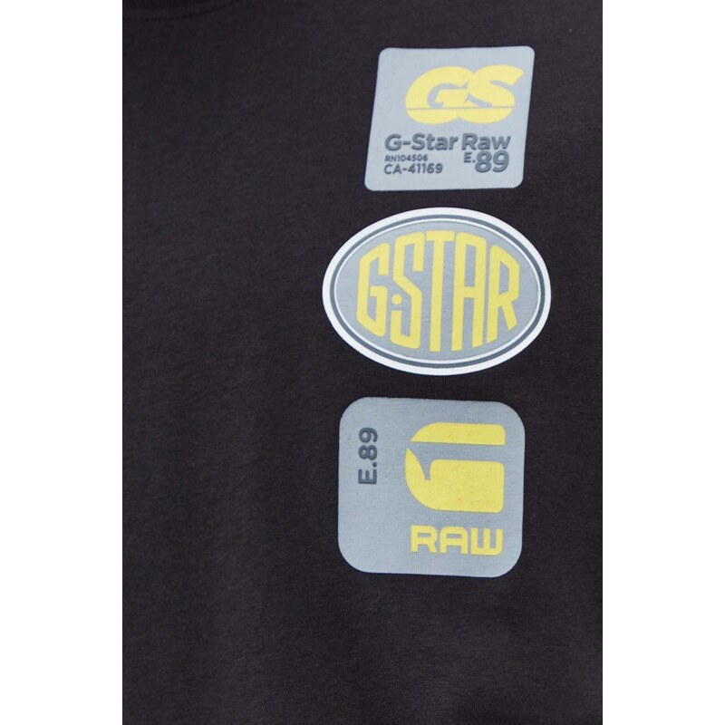Pamučna majica G-Star Raw za muškarce, boja: crna, s tiskom