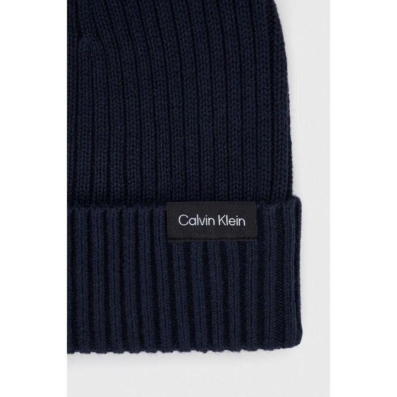 Kapa s dodatkom kašmira Calvin Klein boja: crna, od debelog pletiva