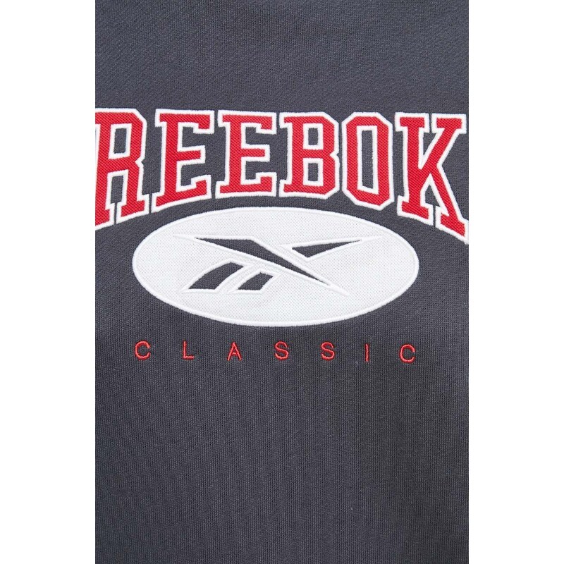 Pamučna dukserica Reebok Classic boja: siva, s aplikacijom