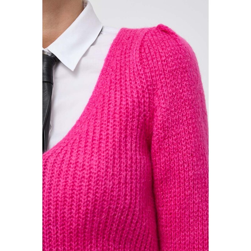 Pulover s dodatkom vune Morgan za žene, boja: ružičasta