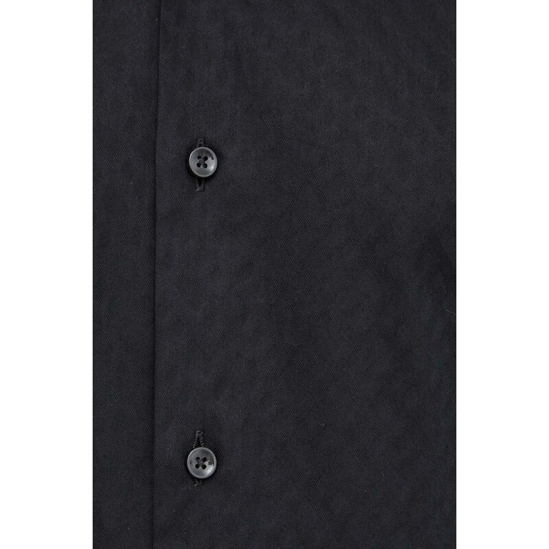 Pamučna košulja BOSS za muškarce, boja: crna, regular, s klasičnim ovratnikom