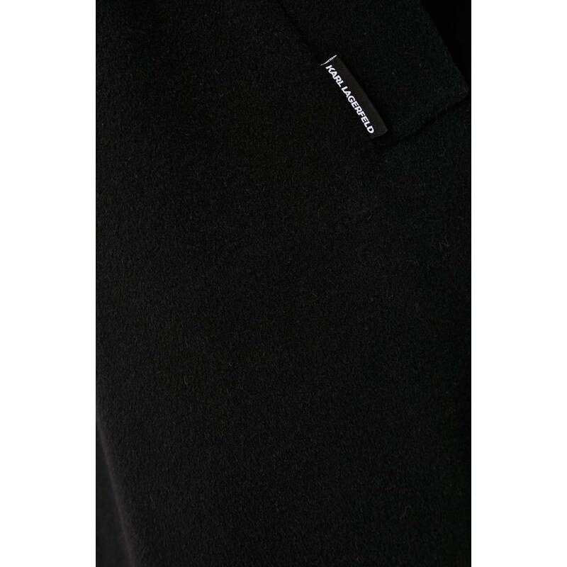 Vuneni kaput Karl Lagerfeld boja: crna, za prijelazno razdoblje, kopčanje u dva reda