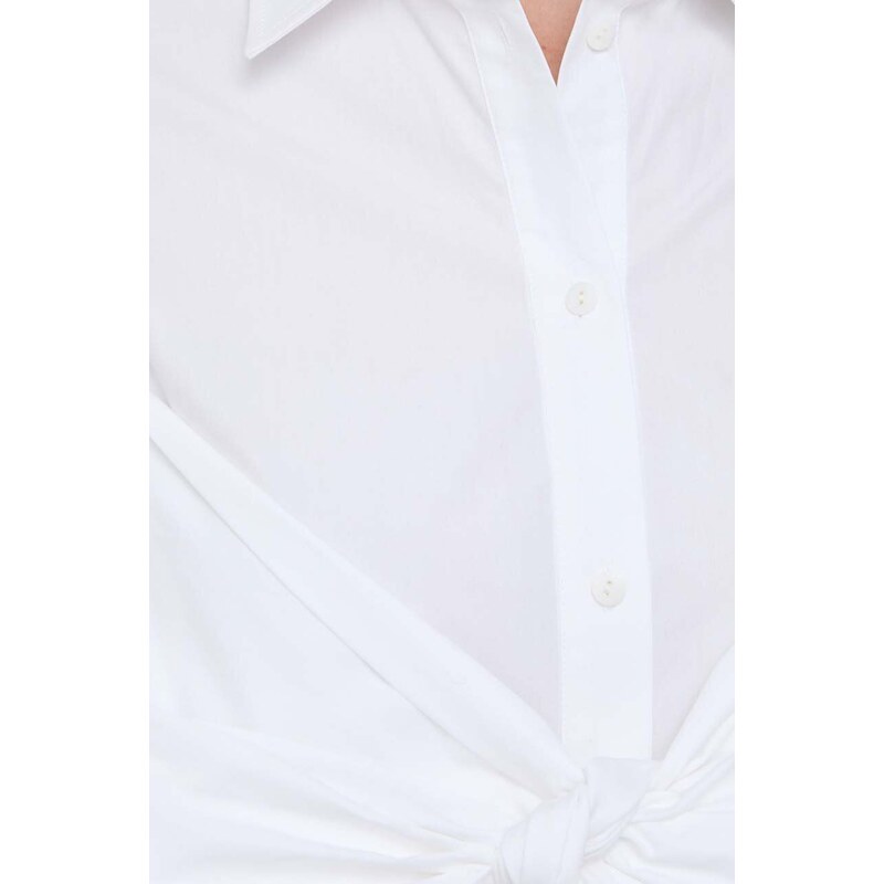 Pamučna haljina Karl Lagerfeld boja: bijela, midi, širi se prema dolje