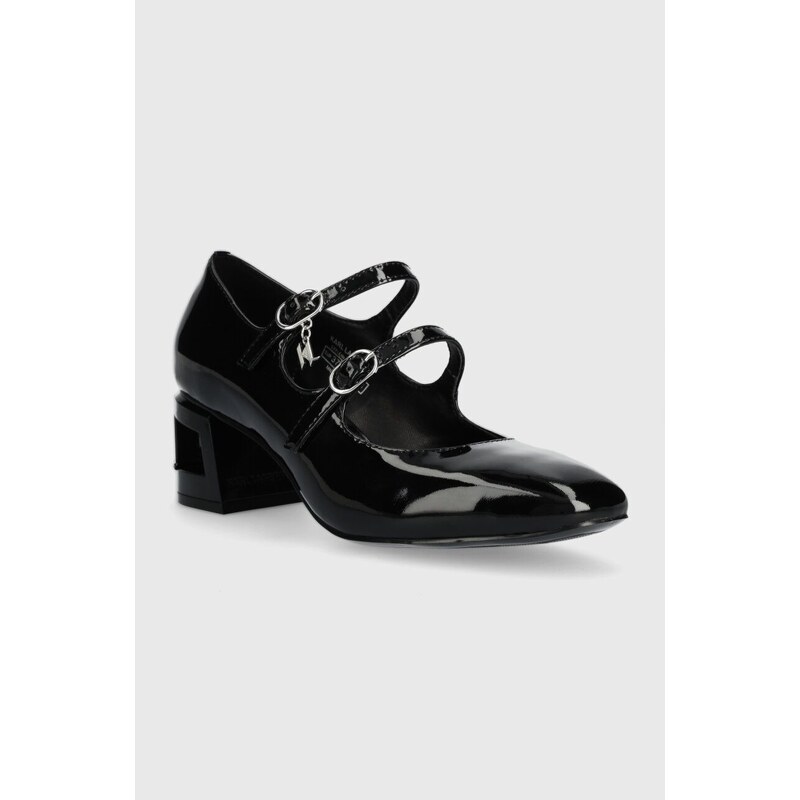 Kožne salonke Karl Lagerfeld TETRA HEEL boja: crna, s debelom potpeticom, KL31613