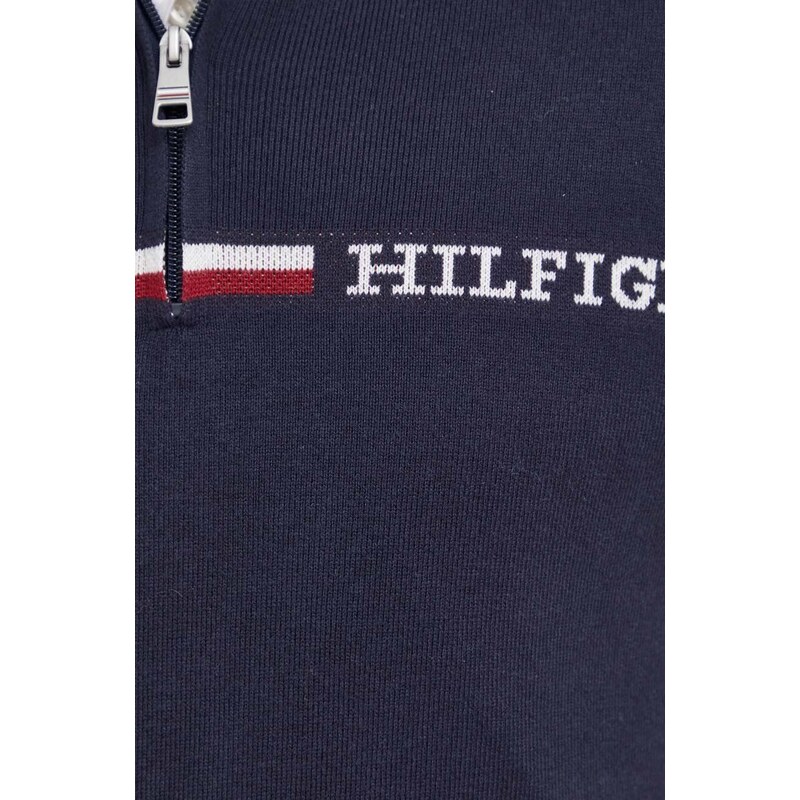 Pulover Tommy Hilfiger za muškarce, boja: tamno plava, s poludolčevitom