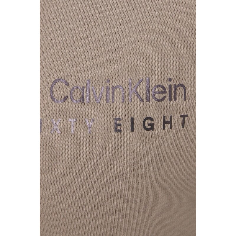 Dukserica Calvin Klein za žene, boja: bež, s tiskom