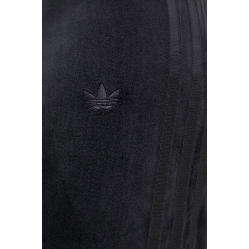 Donji dio trenirke od velura adidas Originals Velvet boja: crna, bez uzorka, IT9661