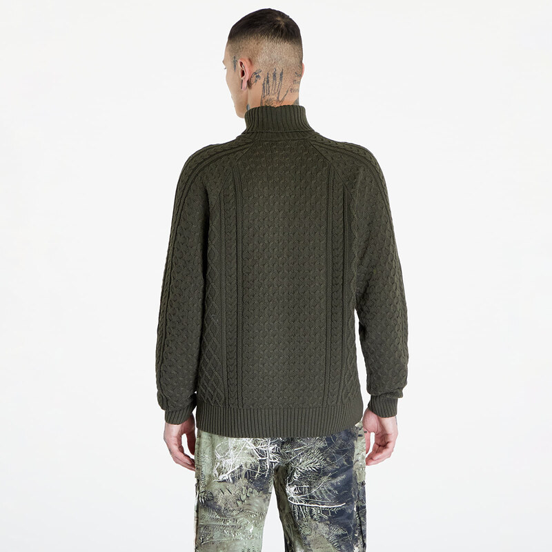 Nike Life Men's Cable Knit Turtleneck Sweater Cargo Khaki