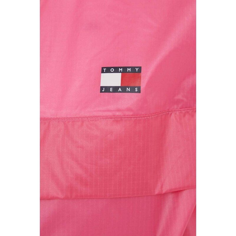 Jakna Tommy Jeans za žene, boja: ružičasta, za prijelazno razdoblje