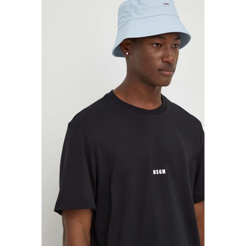 Pamučna majica MSGM za muškarce, boja: crna, bez uzorka