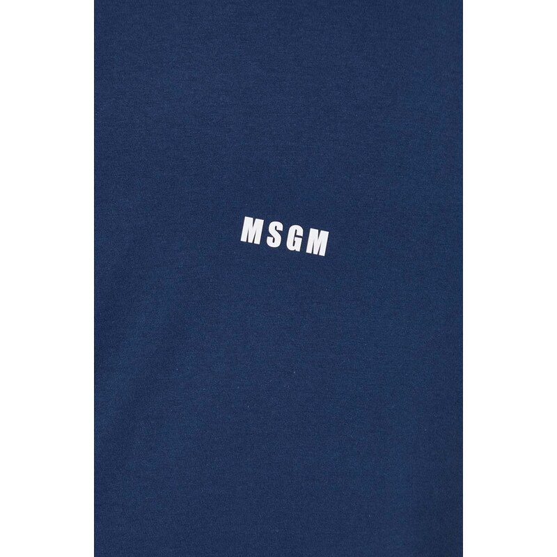 Pamučna majica MSGM za muškarce, boja: tamno plava, s tiskom