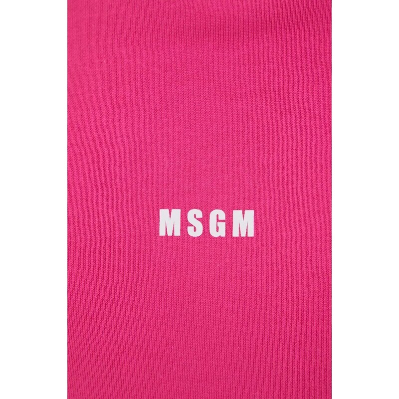 Pamučna dukserica MSGM za žene, boja: ružičasta, s tiskom