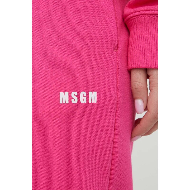Pamučni donji dio trenirke MSGM boja: ružičasta, bez uzorka