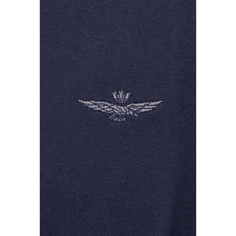 Pamučna dukserica Aeronautica Militare za muškarce, boja: tamno plava, s aplikacijom