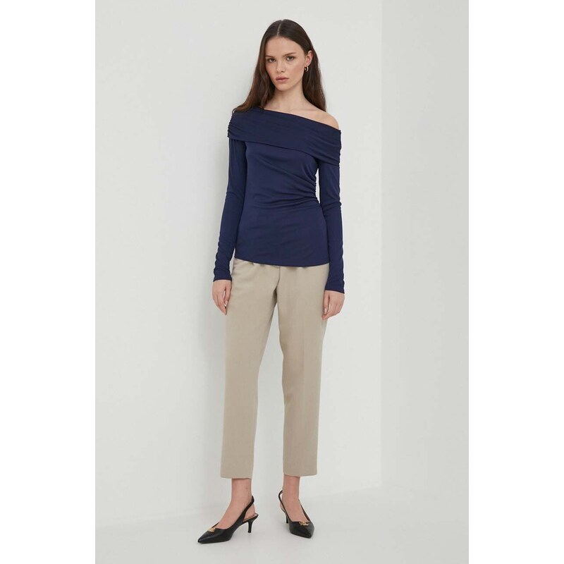 Bluza Lauren Ralph Lauren za žene, boja: tamno plava, bez uzorka