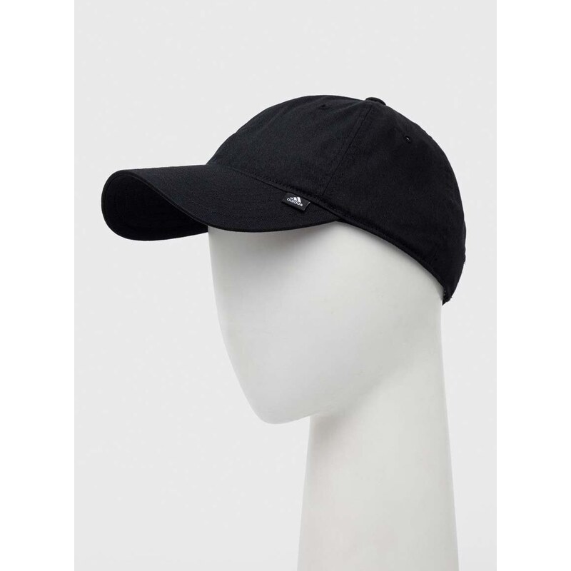 Pamučna kapa sa šiltom adidas boja: crna, bez uzorka