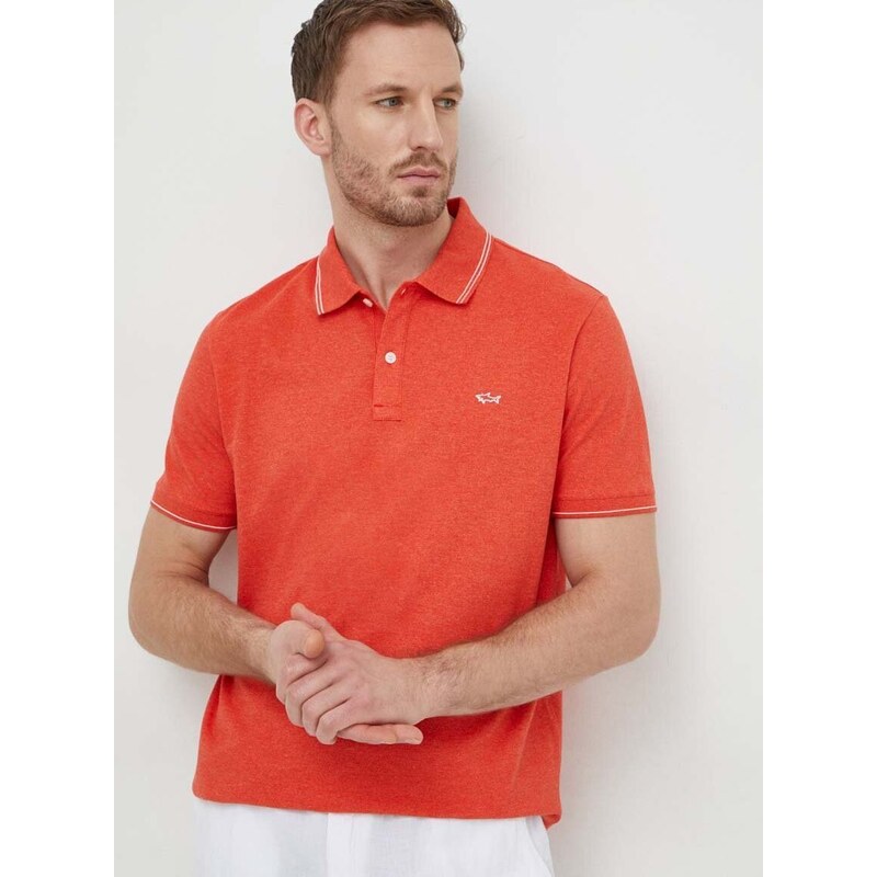 Pamučna polo majica Paul&Shark boja: narančasta, bez uzorka