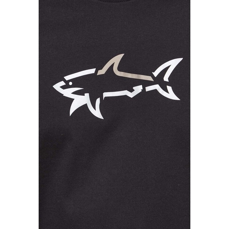 Pamučna majica Paul&Shark za muškarce, boja: crna, s tiskom