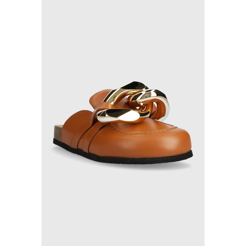 Kožne natikače JW Anderson Chain Loafer za žene, boja: smeđa, ANW35004E